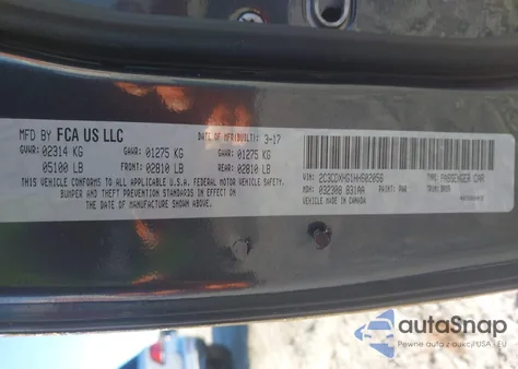 2017 Dodge Charger Sxt Rwd z USA, uszkodzony, nr VIN 2C3CDXHG1HH602056